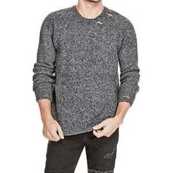 Guess men's XXL ripped "grunge destroyed" thick knit warm pullover sweater - Picture 1 of 7